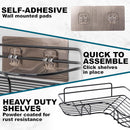 Set of 2 Black Self-Adhesive Corner Shower Shelves – Rust Resistant Storage