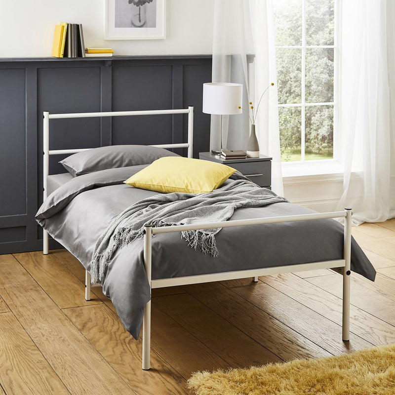 Single Metal Bed Frame Extra Strong Stylish Modern Bedroom Storage Sturdy Design