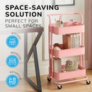 3‑Tier Pink Storage Trolley on Wheels – Versatile Organiser for Kitchen, Bathroom, Office or Bedroom