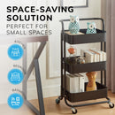 3‑Tier Black Storage Trolley on Wheels – Versatile Organiser for Kitchen, Bathroom, Office or Bedroom