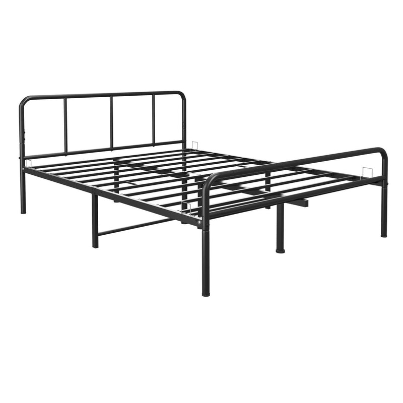 King Size Bed Frame Extra Strong Black with Rounded Headboard - 6.8ft x 4.6ft Easy Assembly Bed Base, Under Storage with Sturdy Tube Slats & Center Support Legs
