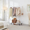 Heavy Duty White Clothes Rail – Adjustable Width & Height with Shelf and Locking Wheels