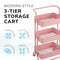 3‑Tier Pink Storage Trolley on Wheels – Versatile Organiser for Kitchen, Bathroom, Office or Bedroom