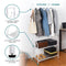 5ft Sturdy Steel White Clothes Rail With Two Shelves Hanging Storage Hooks