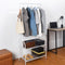 5ft Sturdy Steel White Clothes Rail With Two Shelves Hanging Storage Hooks