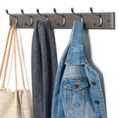 Wall Mounted Coat Rack – 6 Black Double Hooks on Charcoal Grey Wooden Board