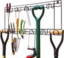 Two Tier Tool Holder with 11 Hooks – Black Powder Coated Wall Rack