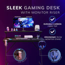Gaming Desk with Monitor Stand Carbon Fibre Top Black 80cm