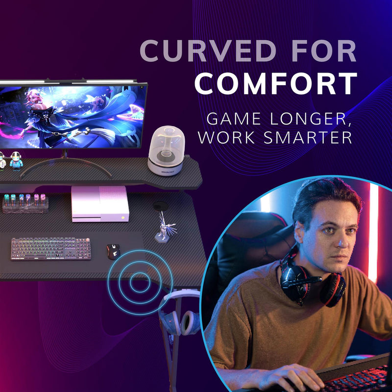 Gaming Desk with Monitor Stand Carbon Fibre Top Black 80cm
