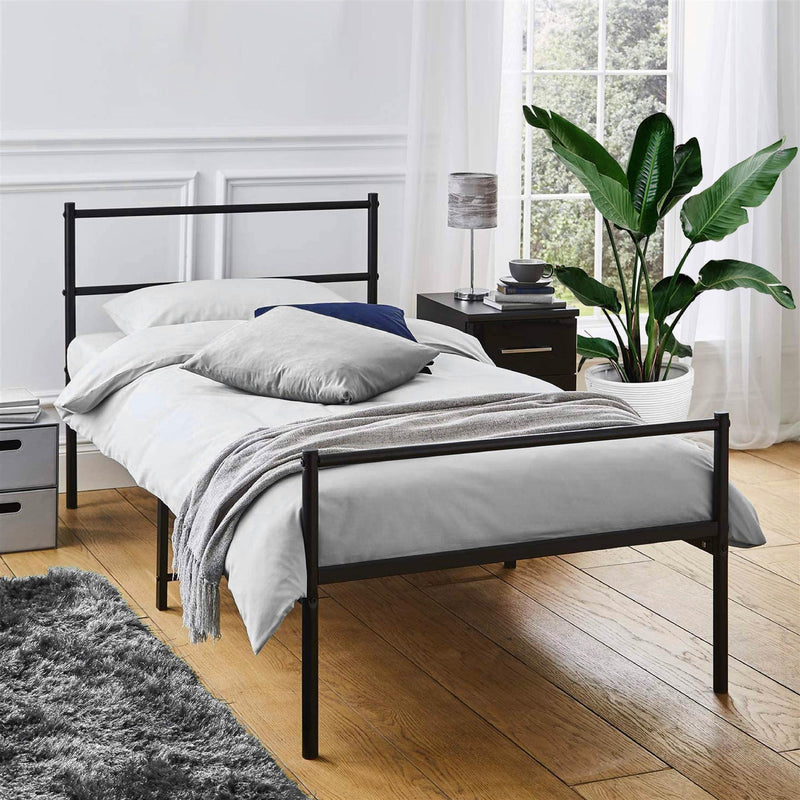 Single Metal Bed Frame Extra Strong Stylish Modern Bedroom Storage Sturdy Design