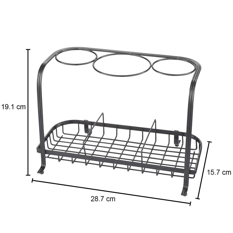 Black Freestanding Hair Dryer & Straighteners Holder – Heat-Resistant Storage Stand with Cable Tidy