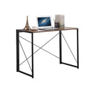 Folding Rustic Brown Wood Desk Table with Black Metal Frame – 100 x 50 x 75 cm
