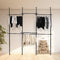 Black Floor to Ceiling Triple Telescopic Wardrobe Organiser – 2 Tier Modular Hanging Clothes Rack