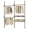 Adjustable Double Telescopic Clothes Rail with Storage Baskets & Shelving – Black