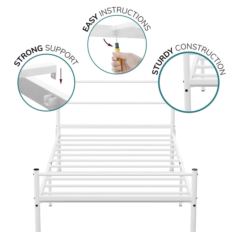 Single Metal Bed Frame Extra Strong Stylish Modern Bedroom Storage Sturdy Design
