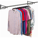 6ft Wall Mounted Clothes Rail – Black Powder Coated Steel Hanging Rack with Brackets and Fixings