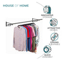 6ft Wall Mounted Clothes Rail – Black Powder Coated Steel Hanging Rack with Brackets and Fixings
