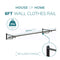 6ft Wall Mounted Clothes Rail – Black Powder Coated Steel Hanging Rack with Brackets and Fixings