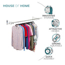 6ft Wall Mounted Clothes Rail – Chrome Finish Steel Hanging Rack with Brackets and Fixings