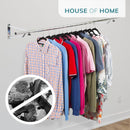 6ft Wall Mounted Clothes Rail – Chrome Finish Steel Hanging Rack with Brackets and Fixings