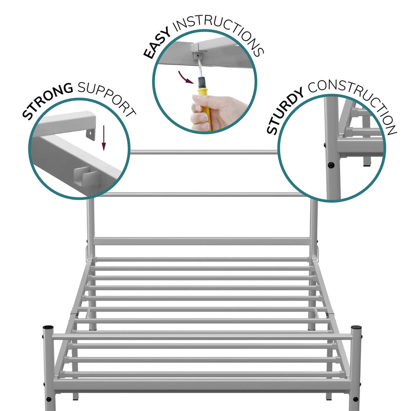 Single Metal Bed Frame Extra Strong Stylish Modern Bedroom Storage Sturdy Design