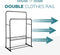 Black Double Clothes Rail with 2 Shelves – Heavy Duty Metal Frame with Adjustable Feet