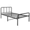 Extra Strong Single Metal Bed Frame with Rounded Head and Foot Board In Black