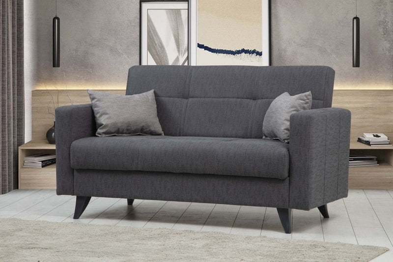 Polya Dunkelgraues Zweisitzer-Schlafsofa