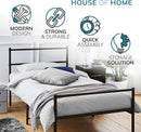 Single Metal Bed Frame Extra Strong Stylish Modern Bedroom Storage Sturdy Design