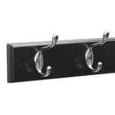 Black Wooden Coat Rack – 6 Double Hooks, Wall or Door Mountable