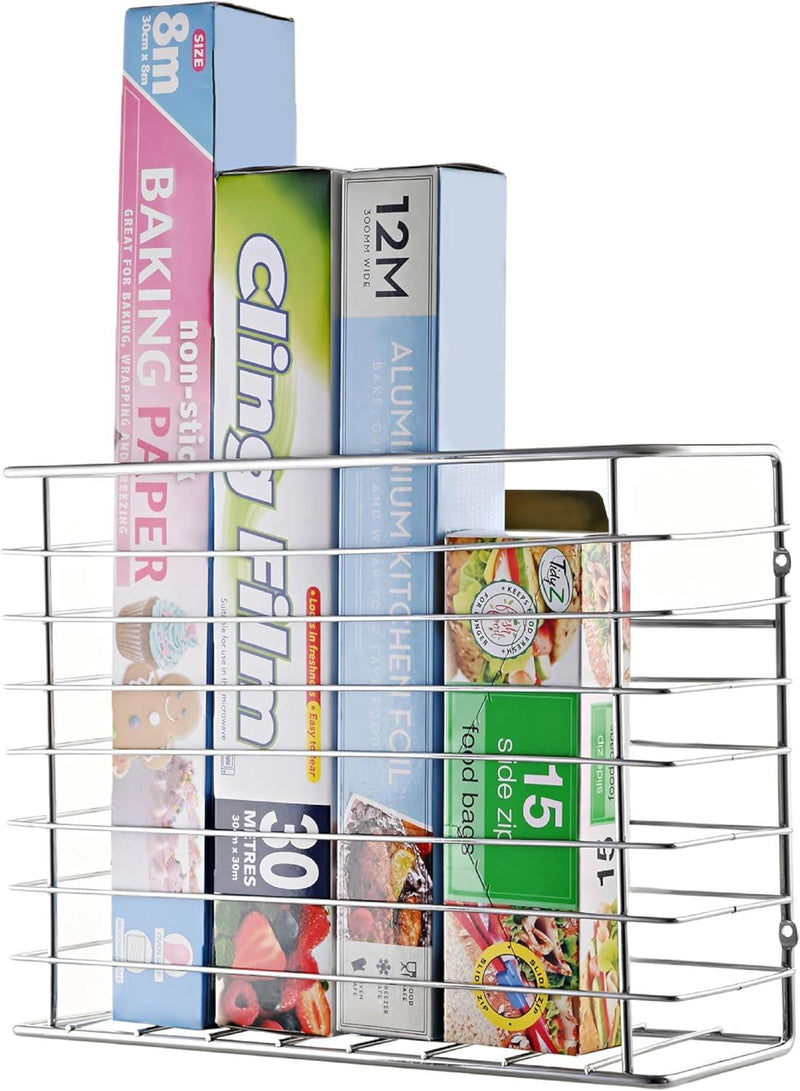 Self Adhesive Kitchen Cupboard Storage Basket – Chrome Finish