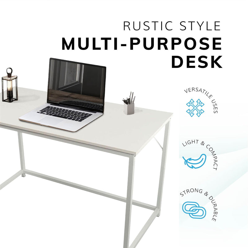 White Computer Desk 100cm – Home Office, Gaming & Study Table with White Frame