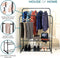 Black Double Clothes Rail with 2 Shelves – Heavy Duty Metal Frame with Adjustable Feet