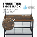 Multi-Function Coat Stand with Black Frame & Rustic Brown Wood – Hallway Entrance