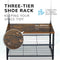Multi-Function Coat Stand with Black Frame & Rustic Brown Wood – Hallway Entrance