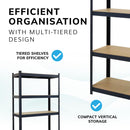 Boltless 5 Tier Heavy Duty Steel Shelving Unit – 875kg Load, Black