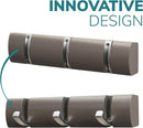 Wall Mounted Door Hook Rack – 3 Concealed Nickel Hooks on Dark Grey Board
