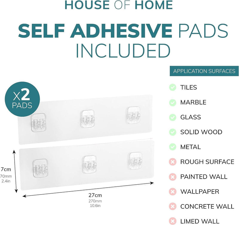 Set of 2 Stainless Steel Self-Adhesive Shower Caddies – Rust-Resistant Wall Storage