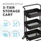 3‑Tier Black Storage Trolley on Wheels – Versatile Organiser for Kitchen, Bathroom, Office or Bedroom