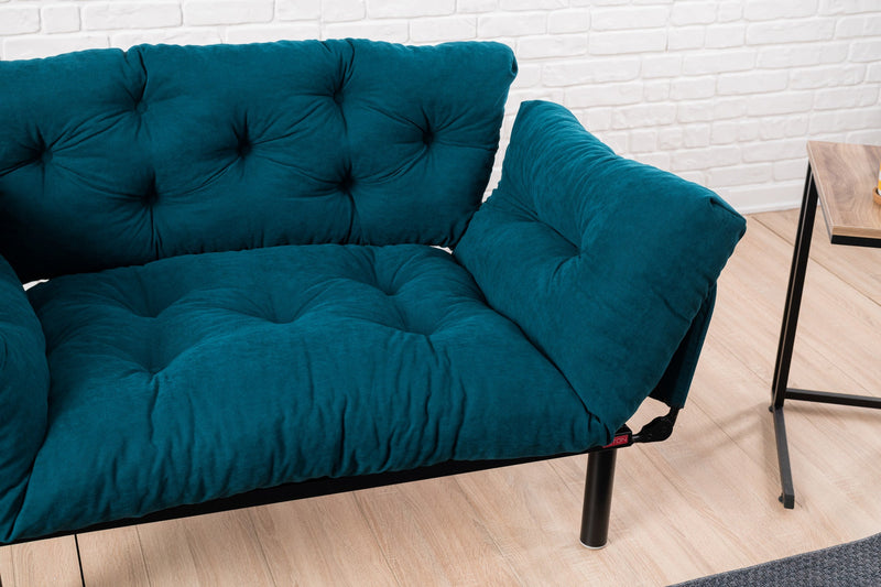 Nitta Petrolblaues Zweisitzer-Schlafsofa
