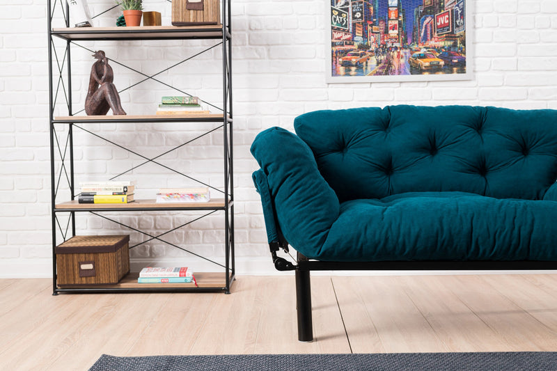 Nitta Petrolblaues Zweisitzer-Schlafsofa