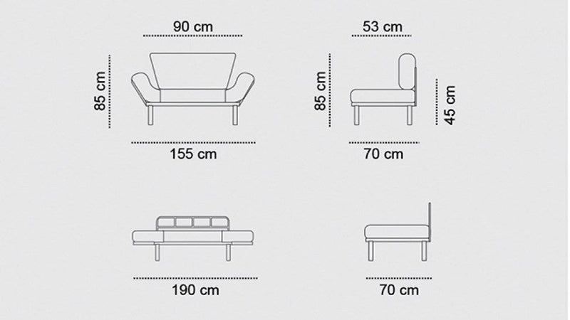 Nitta Petrolblaues Zweisitzer-Schlafsofa