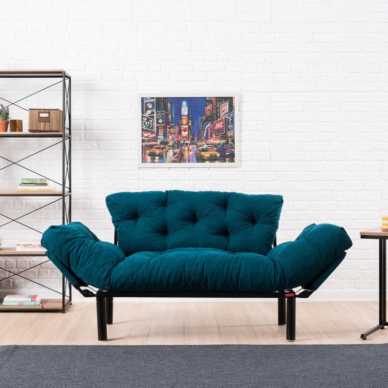 Nitta Petrolblaues Zweisitzer-Schlafsofa