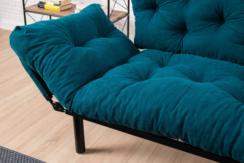 Nitta Petrolblaues Zweisitzer-Schlafsofa