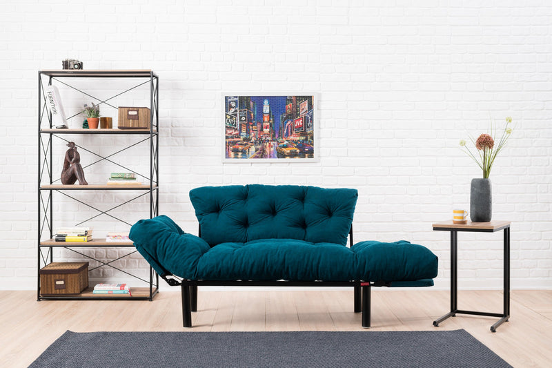 Nitta Petrolblaues Zweisitzer-Schlafsofa