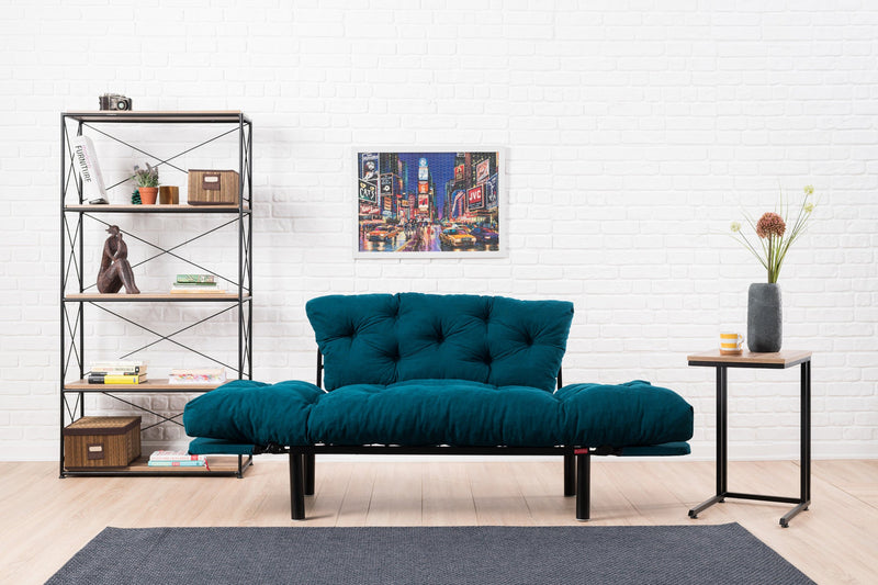 Nitta Petrolblaues Zweisitzer-Schlafsofa
