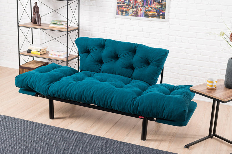 Nitta Petrolblaues Zweisitzer-Schlafsofa