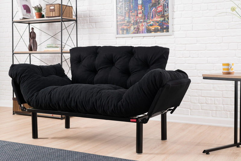 Nitta Schwarzes Zweisitzer-Schlafsofa