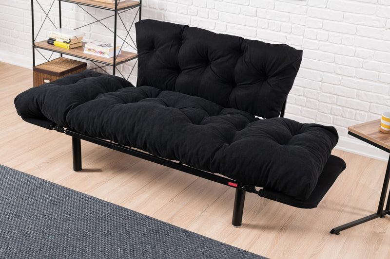 Nitta Schwarzes Zweisitzer-Schlafsofa