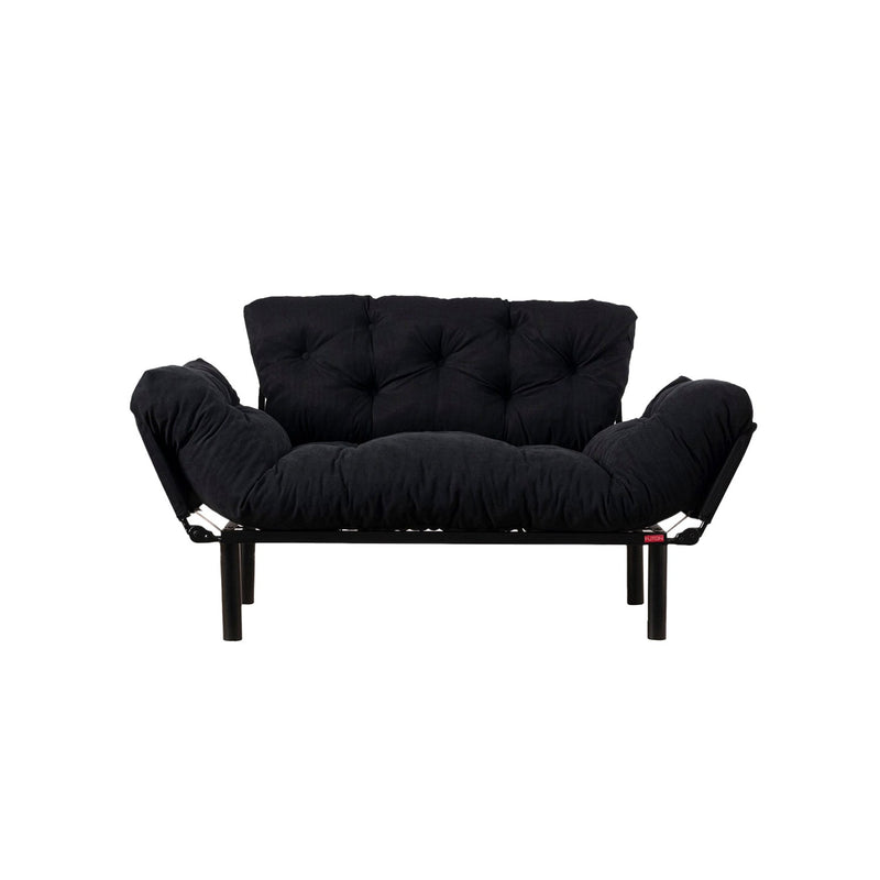 Nitta Schwarzes Zweisitzer-Schlafsofa